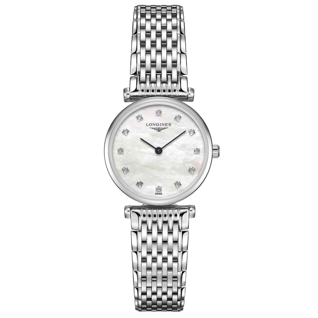 Orologio Longines La Grande Classique 24 mm con bracciale in acciaio e quadrante madreperla.
