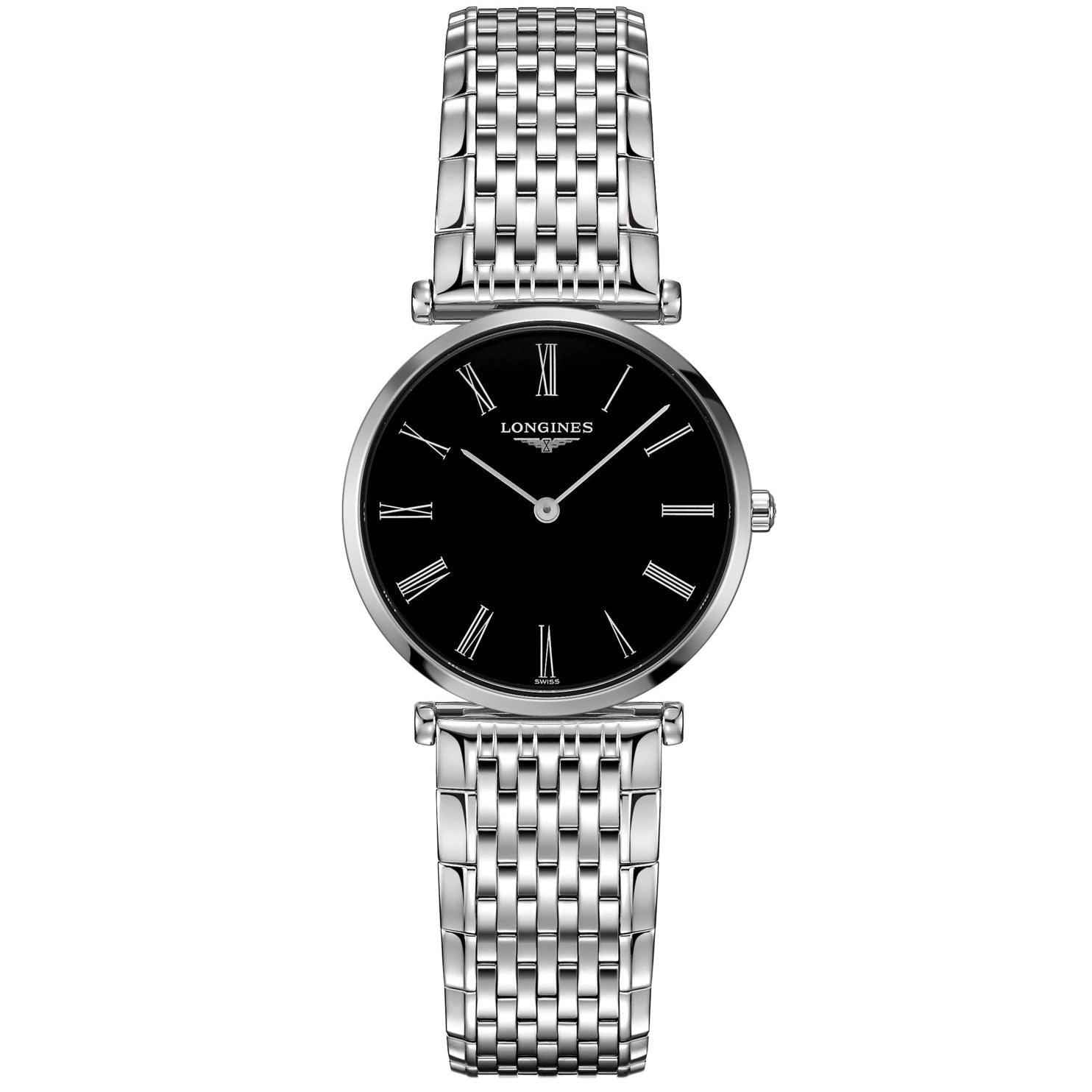 Orologio da donna Longines con quadrante nero e bracciale in acciaio
