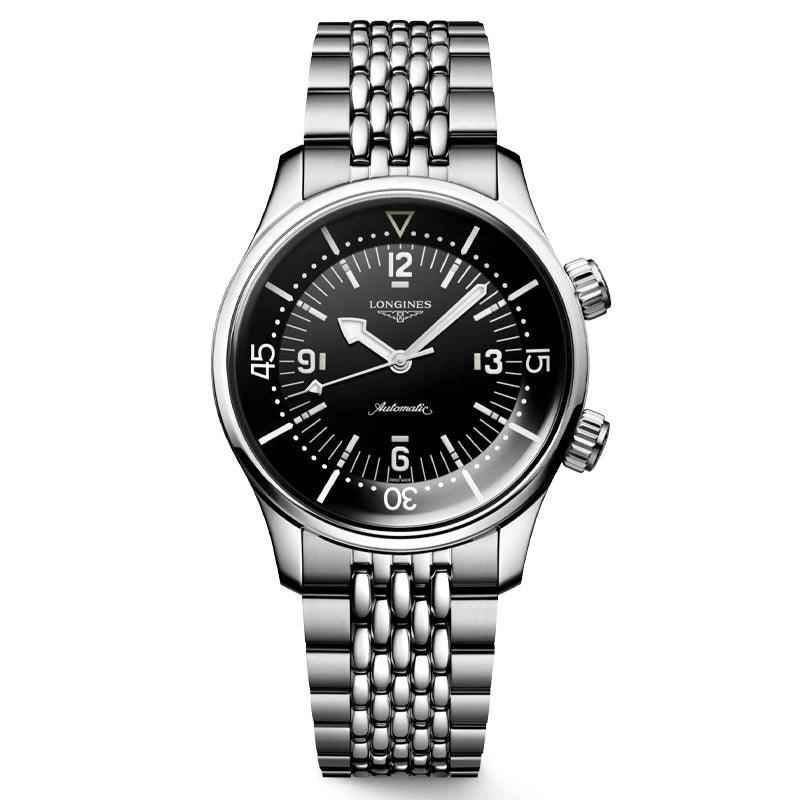 Orologio subacqueo automatico nero da 39 mm con bracciale in acciaio