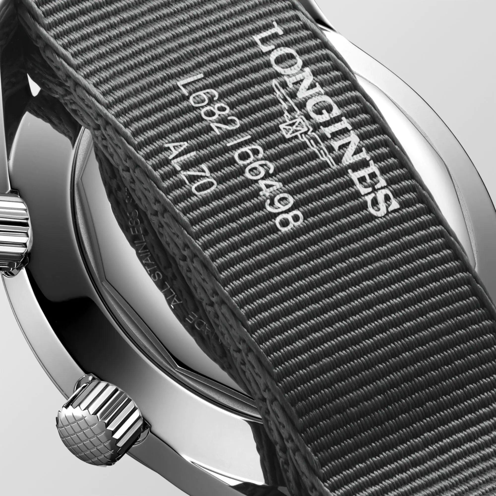 Orologio automatico subacqueo 42 mm con cinturino in tessuto grigio e fibbia acciaio
