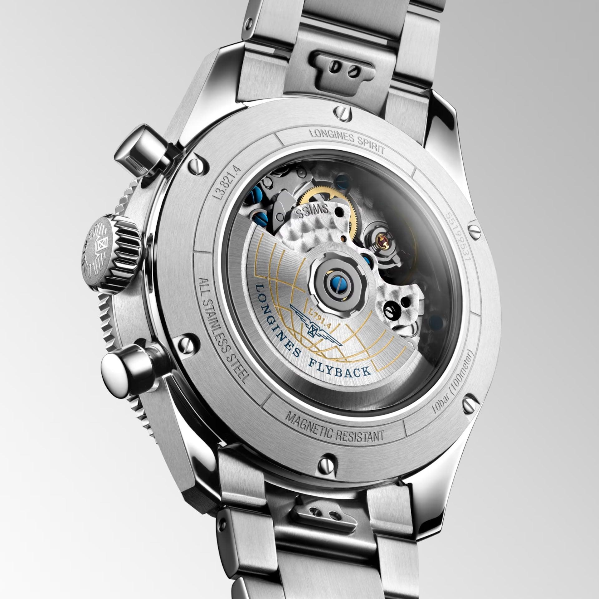 Orologio subacqueo Longines in acciaio, quadrante blu con movimento a vista