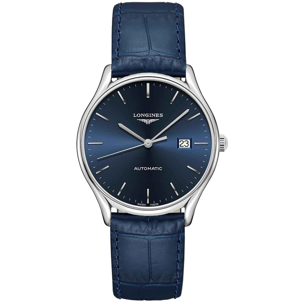 Orologio Longines Lyre 40mm con quadrante blu, cinturino pelle blu e datario 23