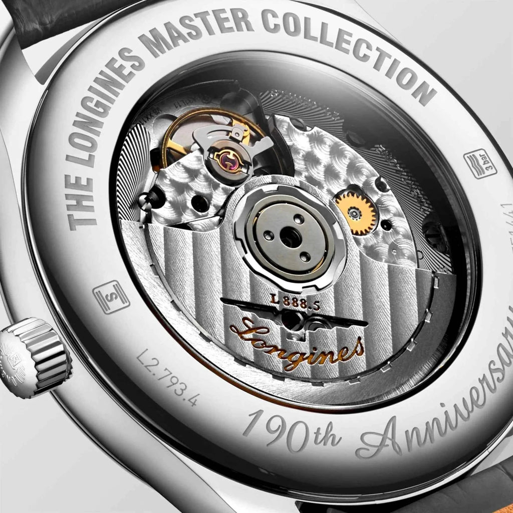 Orologio con fondello a vista movimento automatico, scritte Master Collection, cassa acciaio