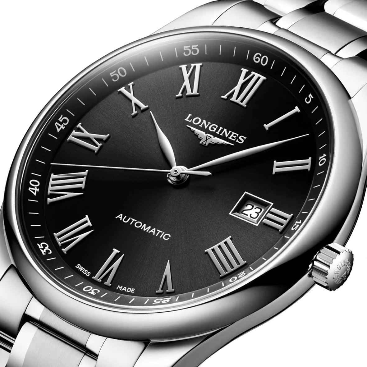 Quadrante nero Longines Master Collection 42mm automatico con cassa in acciaio