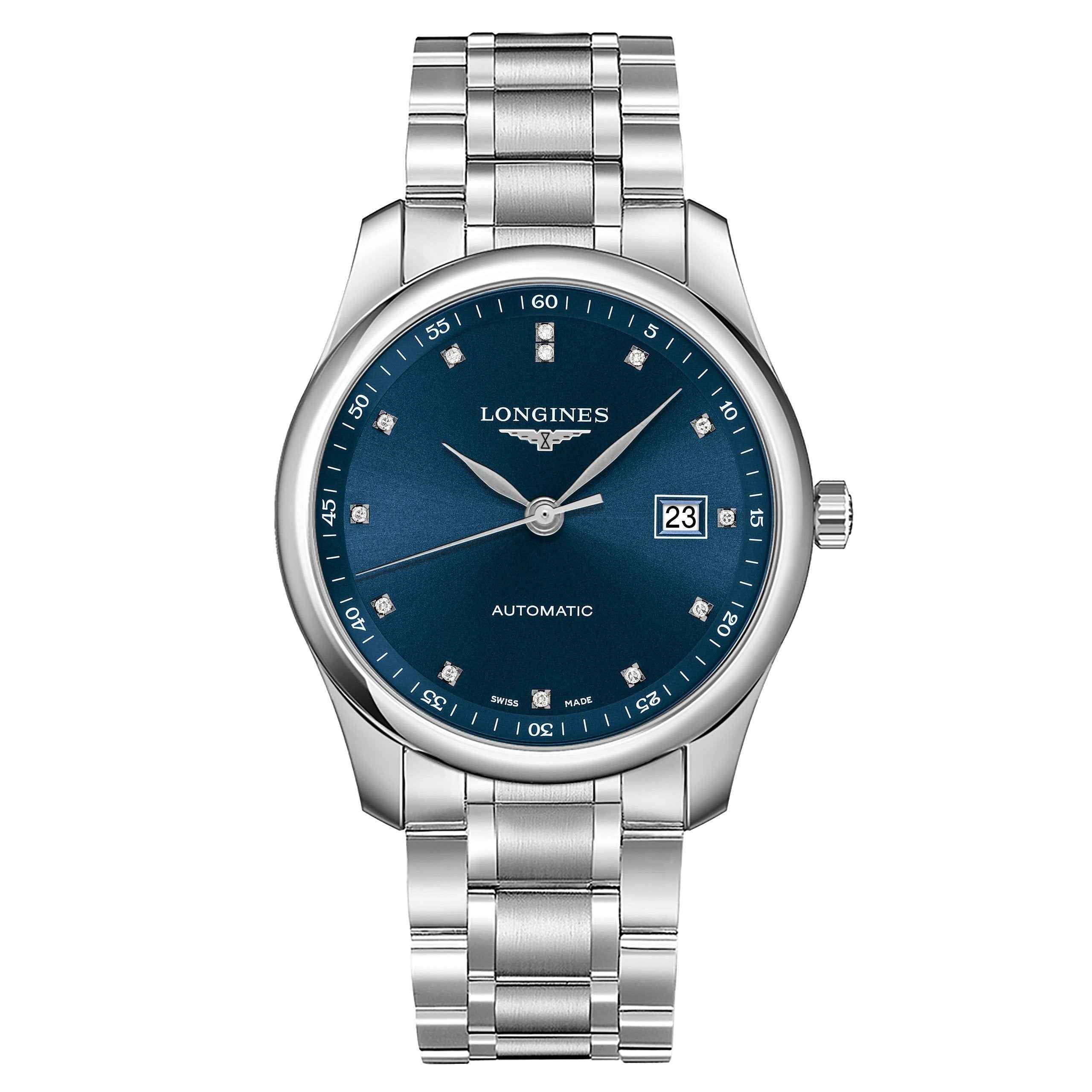 Orologio Longines Master Collection automatico 40 mm con quadrante blu e diamanti