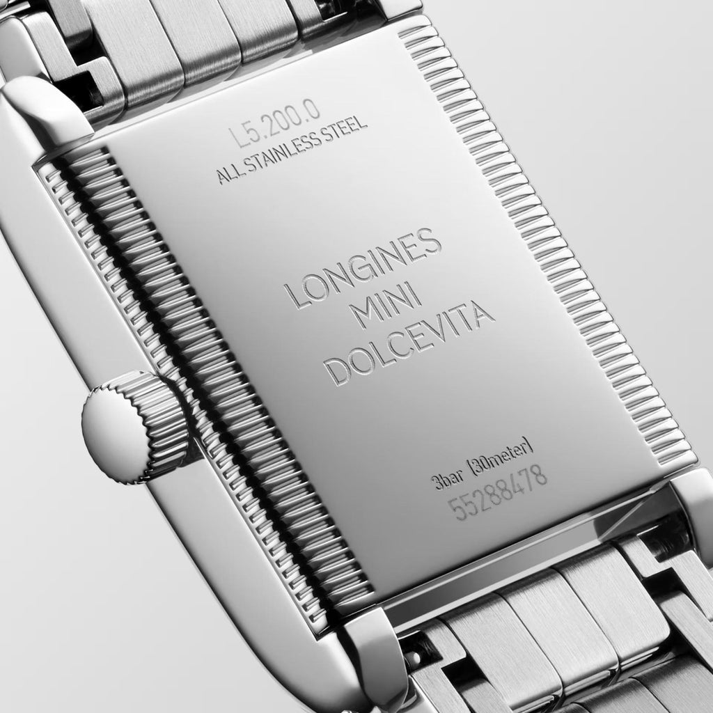Orologio Longines Mini Dolcevita argento con cinturino in acciaio e quadrante inciso