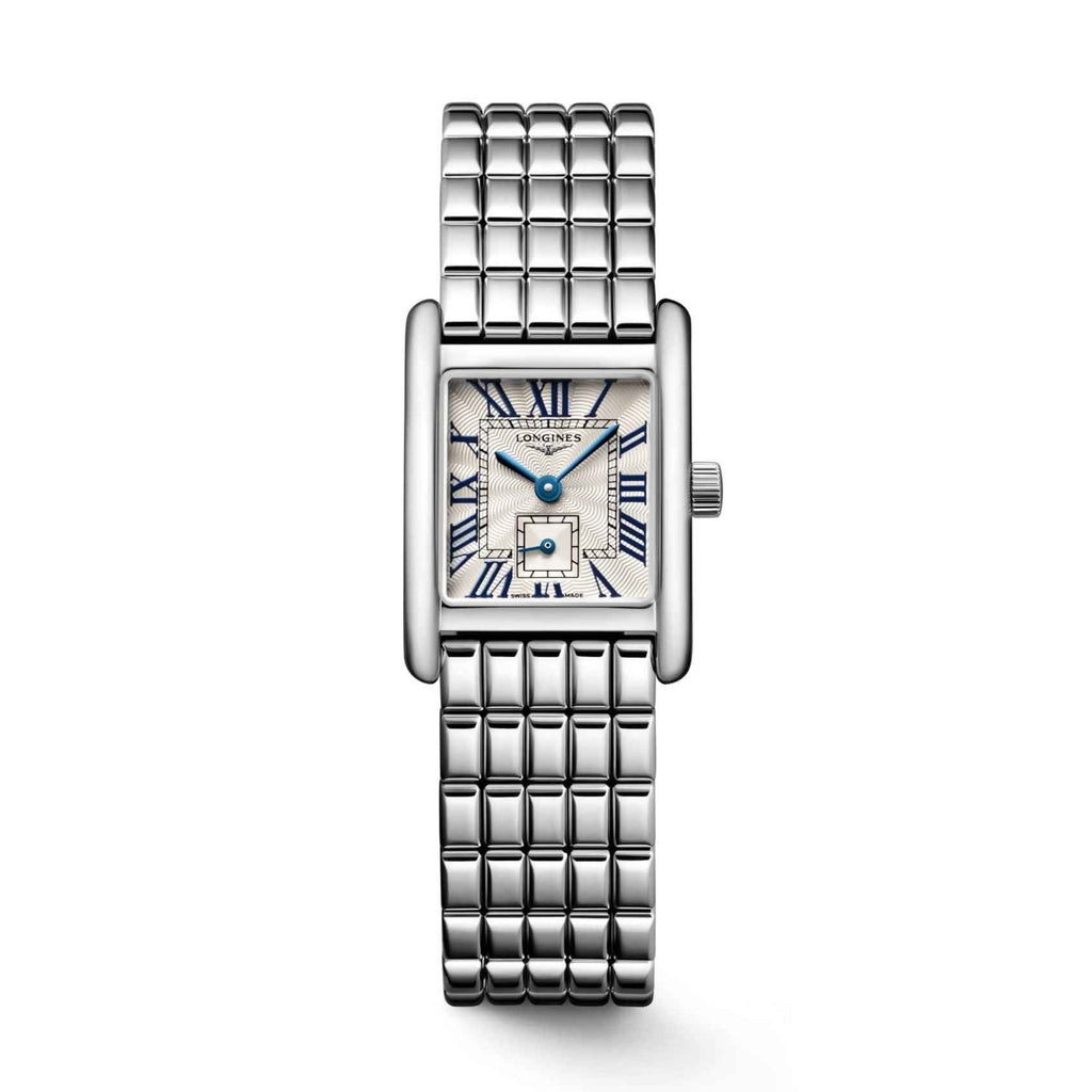 Orologio Longines Mini Dolcevita con bracciale in acciaio e quadrante blu