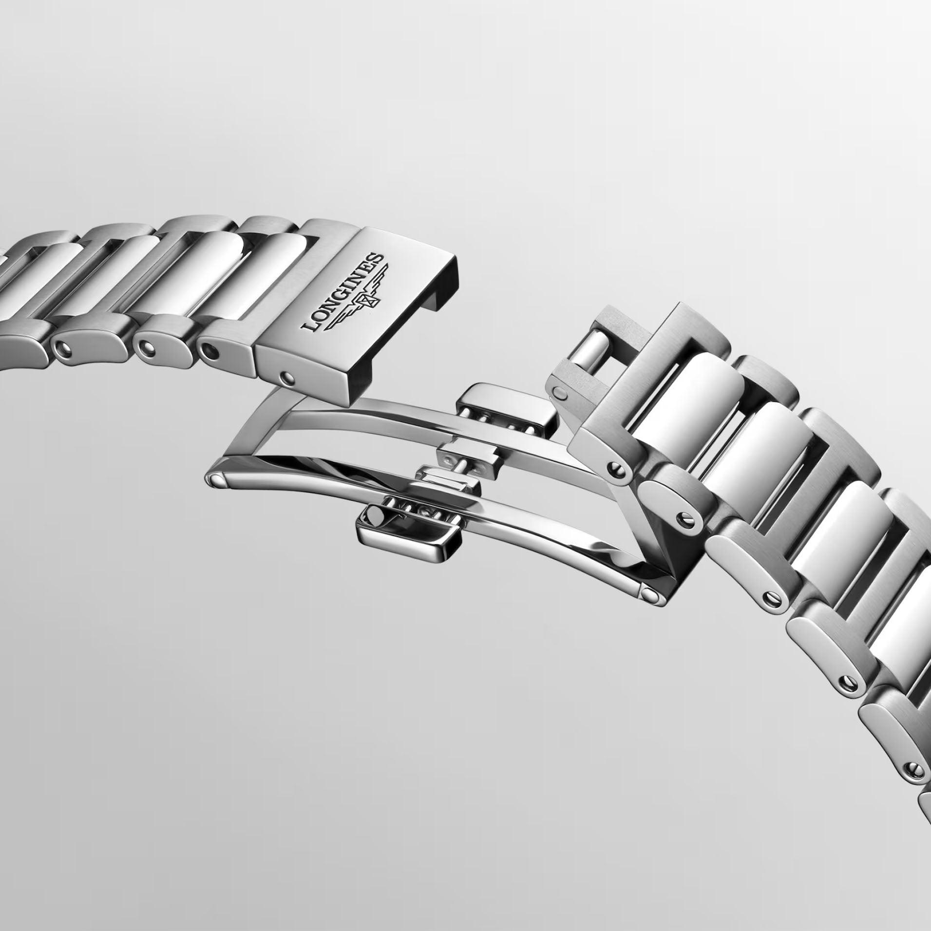 Orologio Longines New Conquest in acciaio con chiusura aperta e fibbia