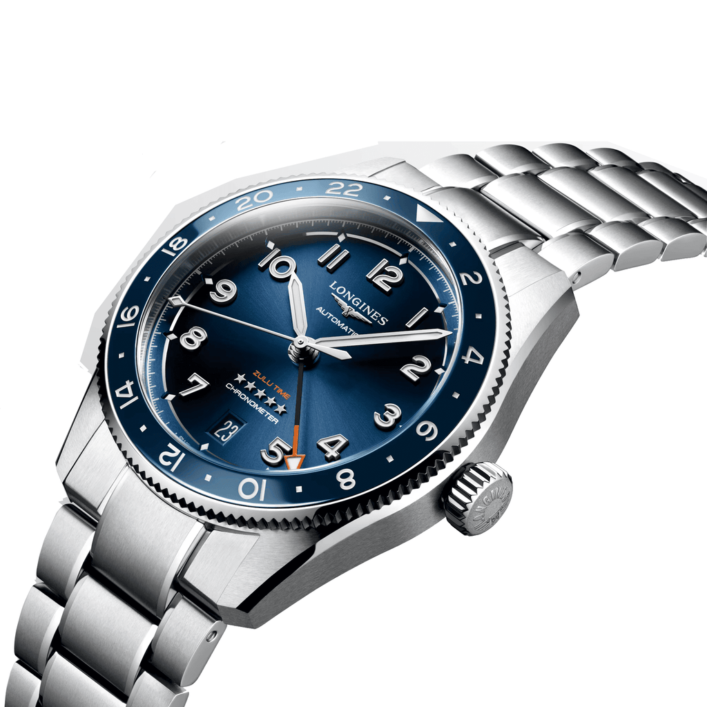 Orologio Longines Spirit 39 mm automatico blu in acciaio, quadrante con numeri e indici