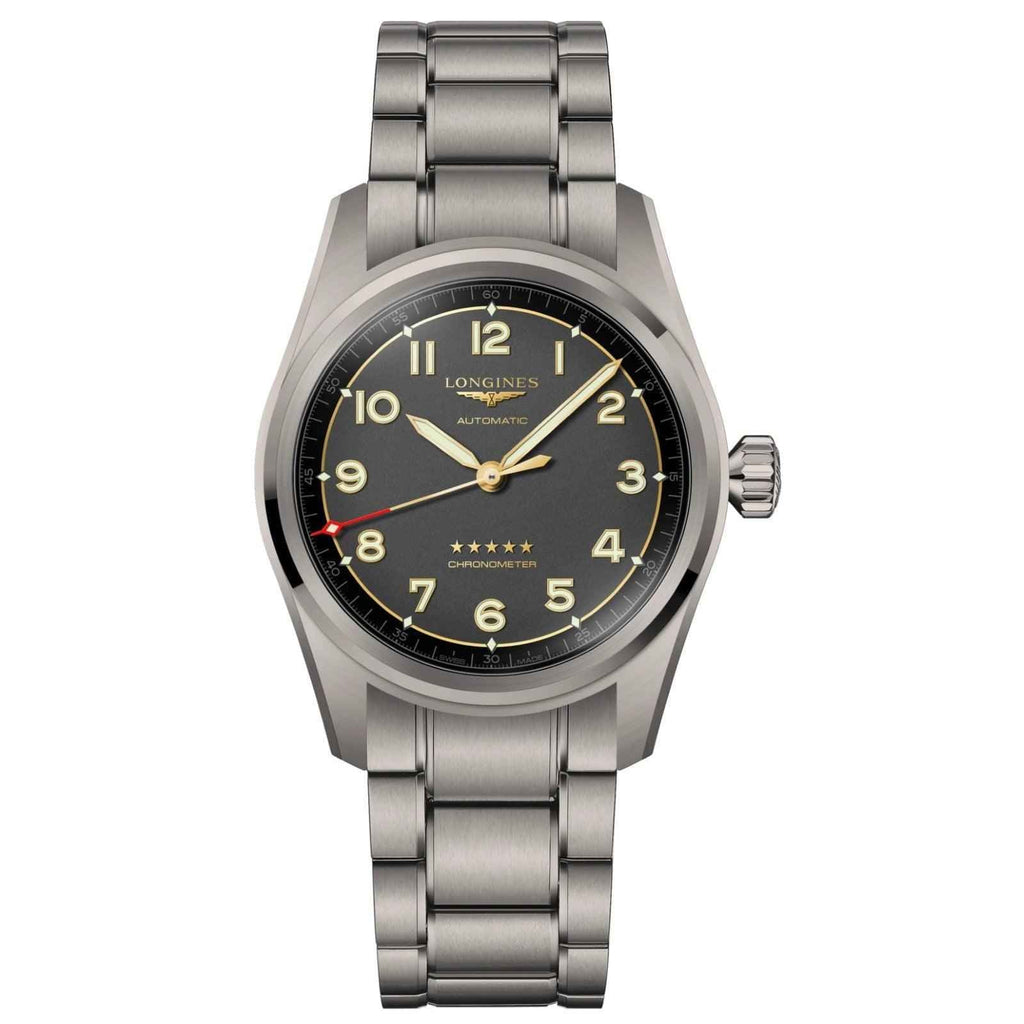 Orologio automatico Spirit 40 mm con bracciale in titanio grigio e quadrante nero