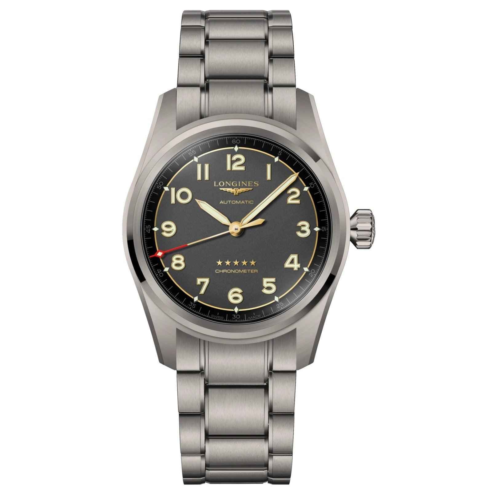Orologio automatico Spirit 40 mm con bracciale in titanio grigio e quadrante nero