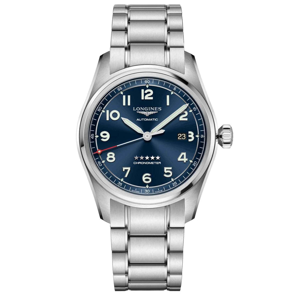 Orologio Longines Spirit in acciaio con quadrante blu automatico