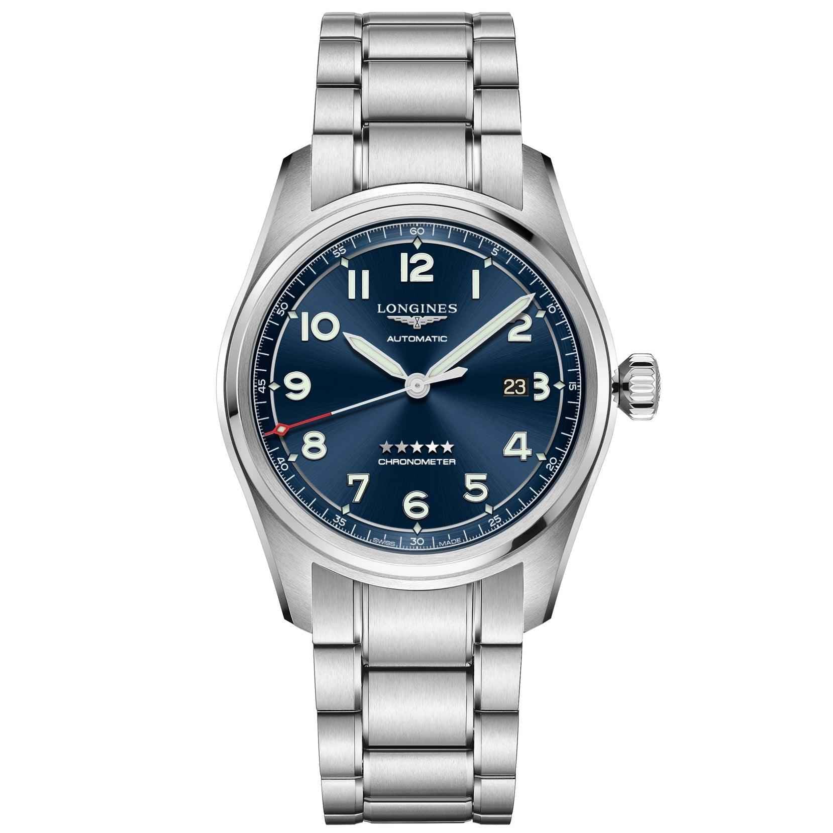 Orologio Longines Spirit in acciaio con quadrante blu automatico