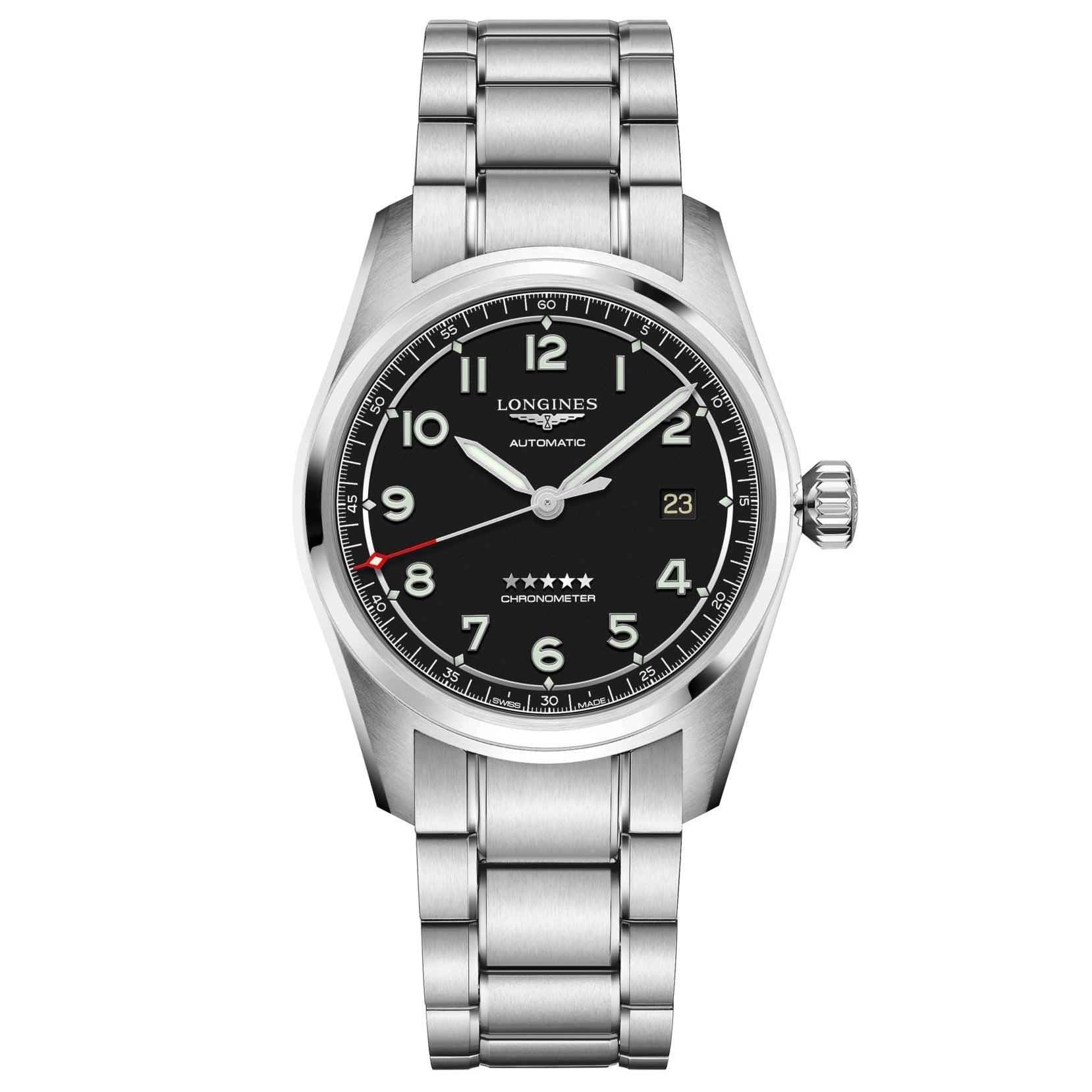 Orologio Longines Spirit 42 mm automatico con quadrante nero e bracciale in acciaio