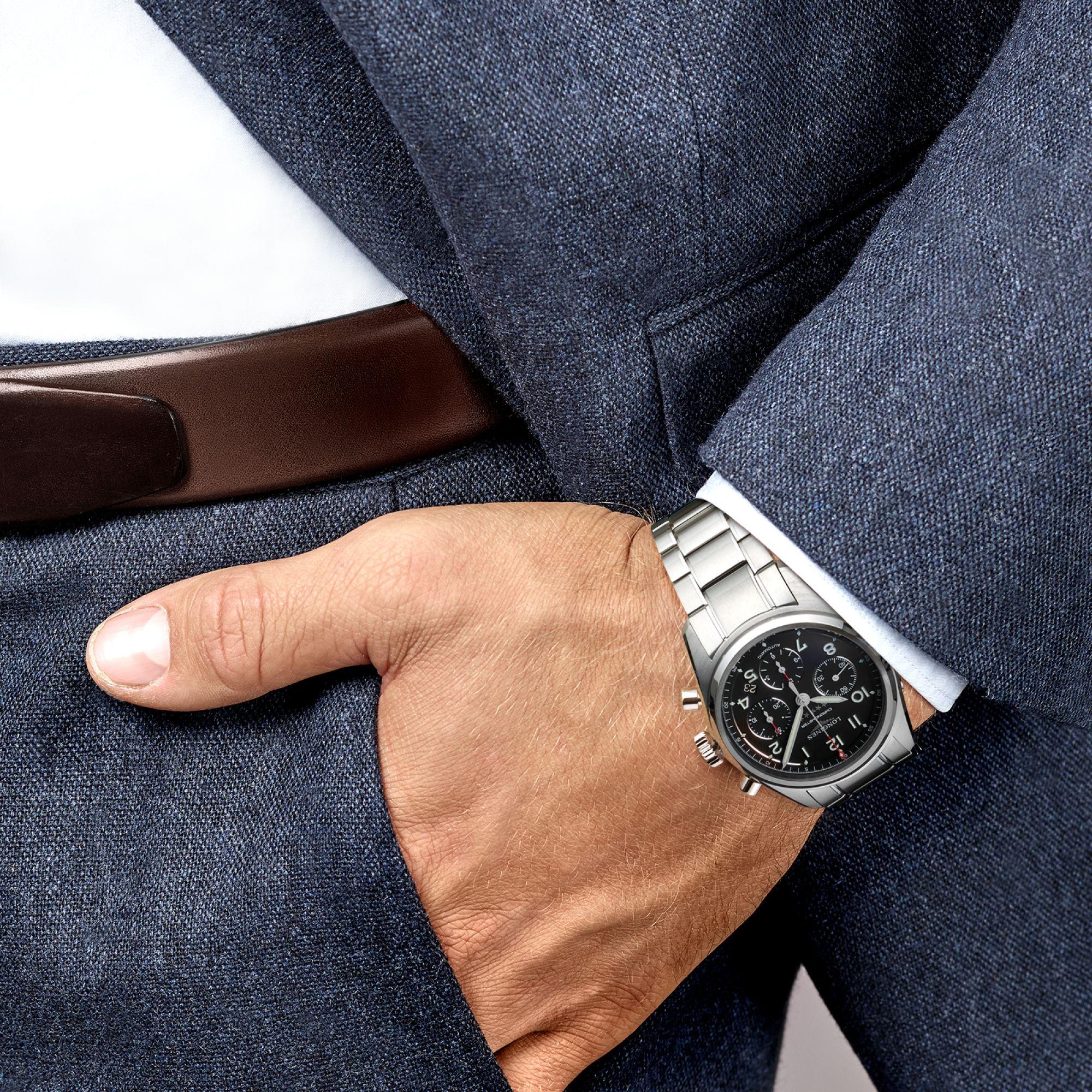 Orologio cronografo automatico 42mm nero opaco con bracciale in acciaio