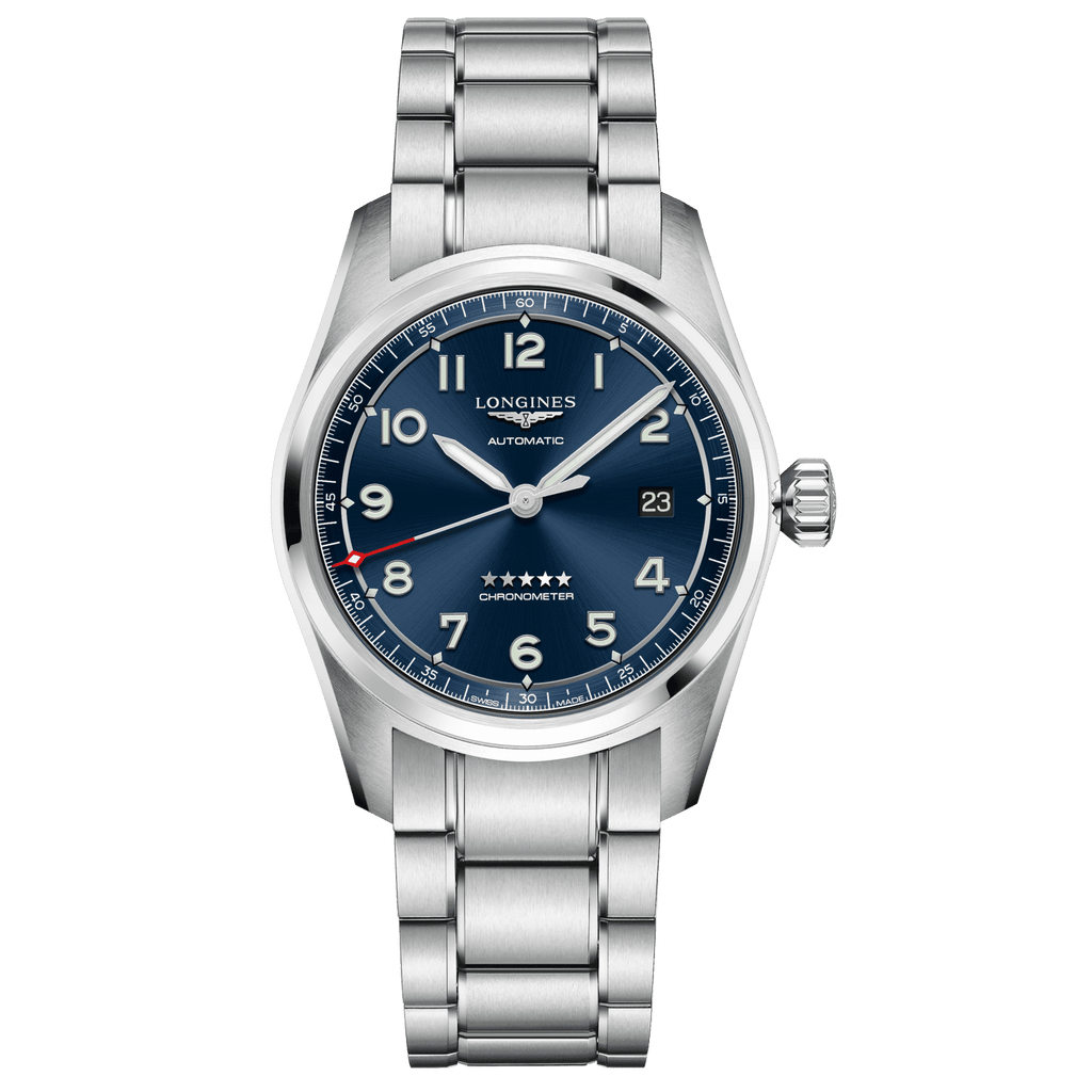 Orologio automatico in acciaio con quadrante blu e cinturino a maglie, 40 mm