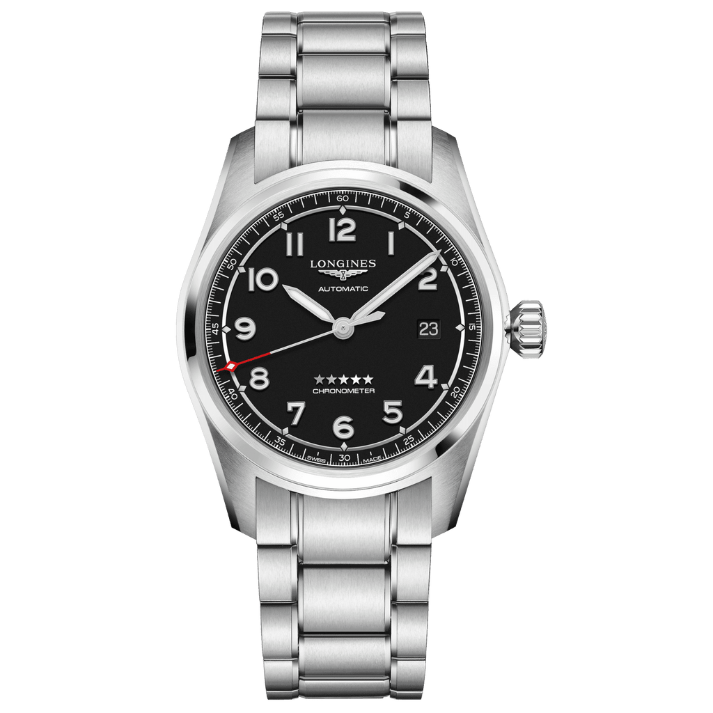 Orologio automatico nero con cinturino in acciaio e quadrante nero opaco, 40 mm