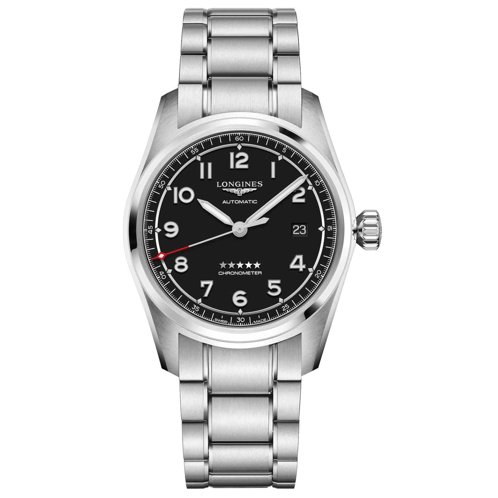 Orologio automatico nero con cinturino in acciaio e quadrante nero opaco, 40 mm