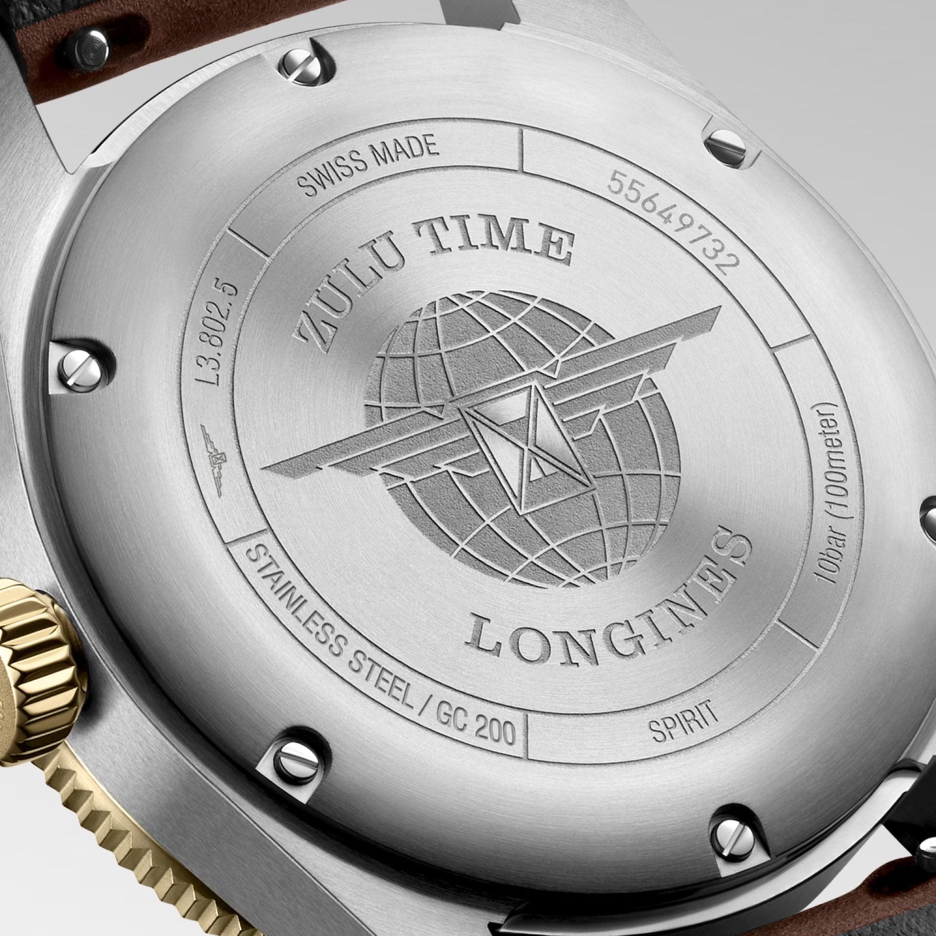 Orologio Longines Zulu Time 39mm, quadrante argento con mappa e lancette