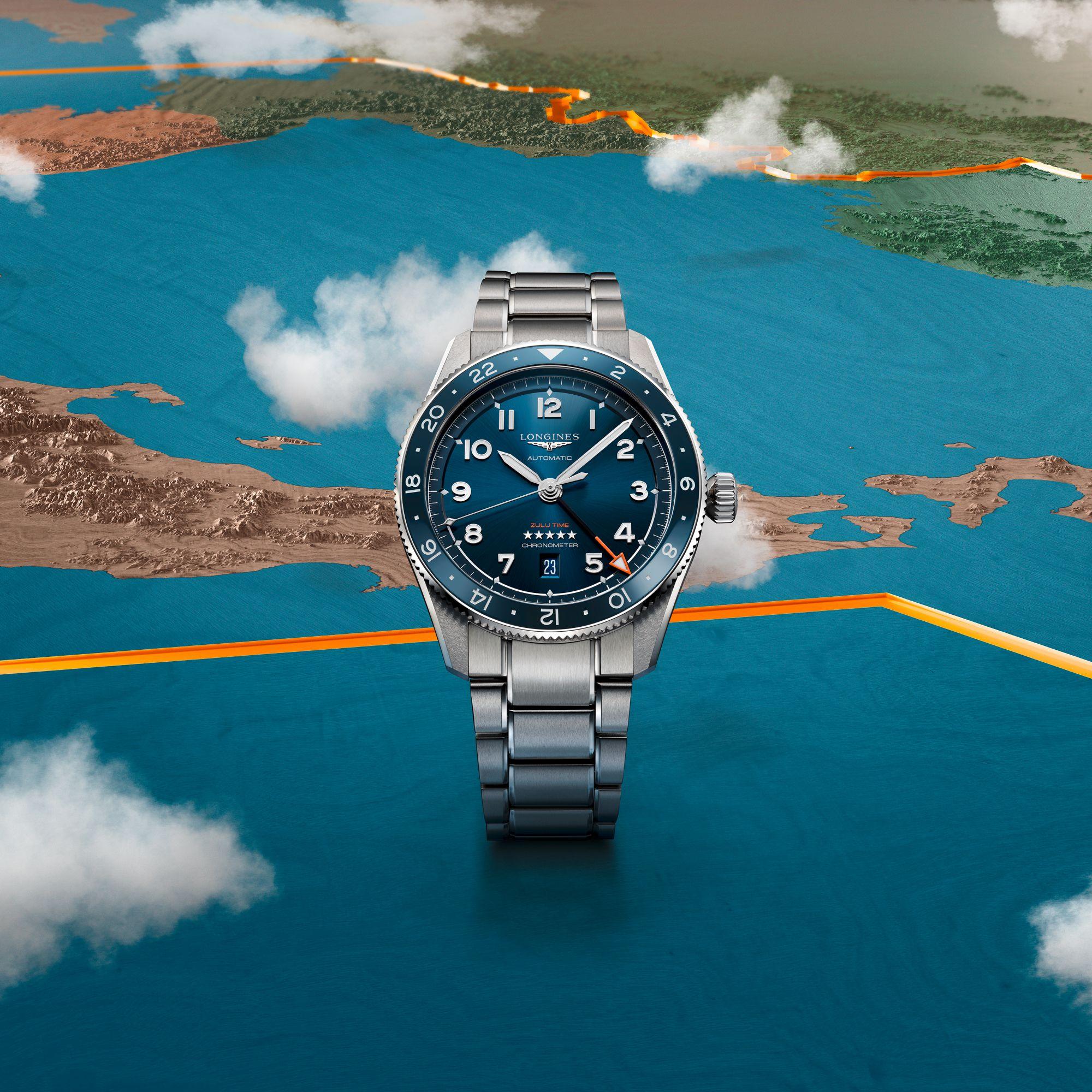 Orologio automatico con quadrante blu e bracciale in acciaio, cassa rotonda 42mm