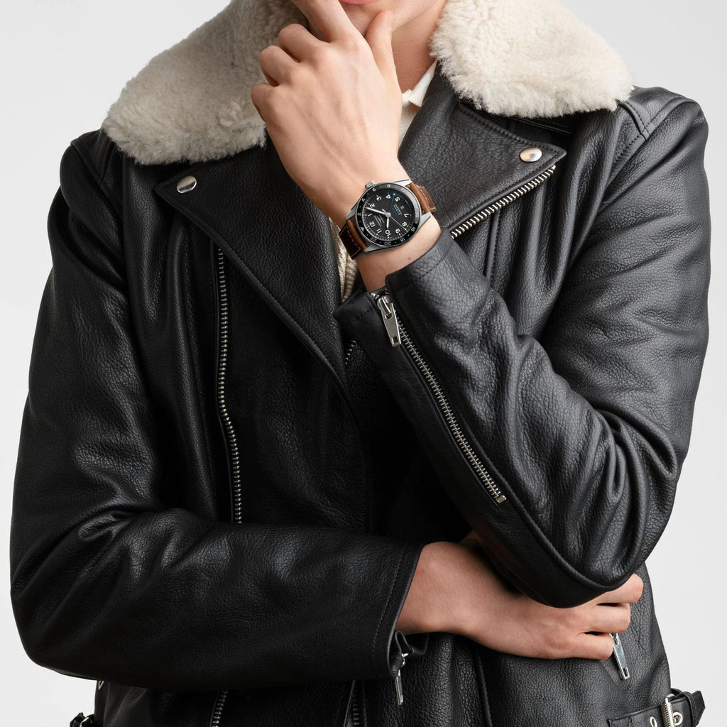 Orologio automatico Longines 42mm: quadrante nero, cassa acciaio, cinturino marrone