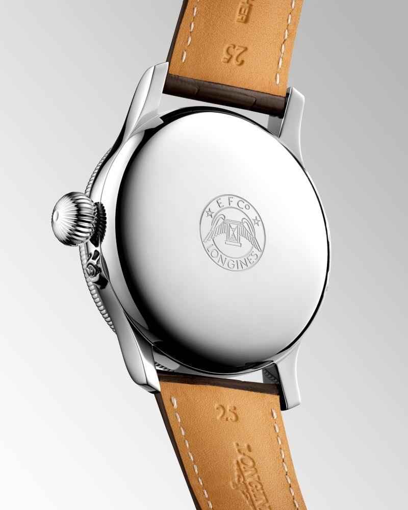 Orologio automatico con fondello in acciaio e cinturino in pelle marrone