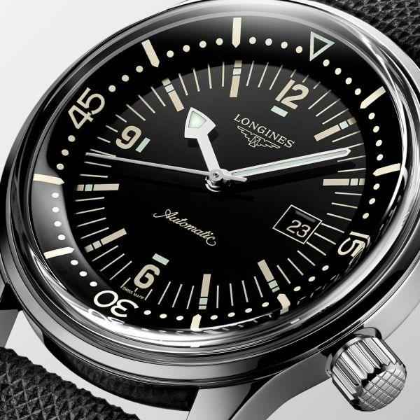Orologio Longines Legend Diver con quadrante nero e datario 23