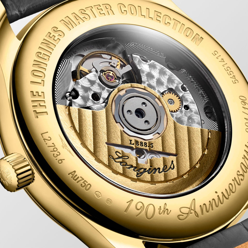 Orologio automatico in oro 18kt con fondello a vista e incisioni