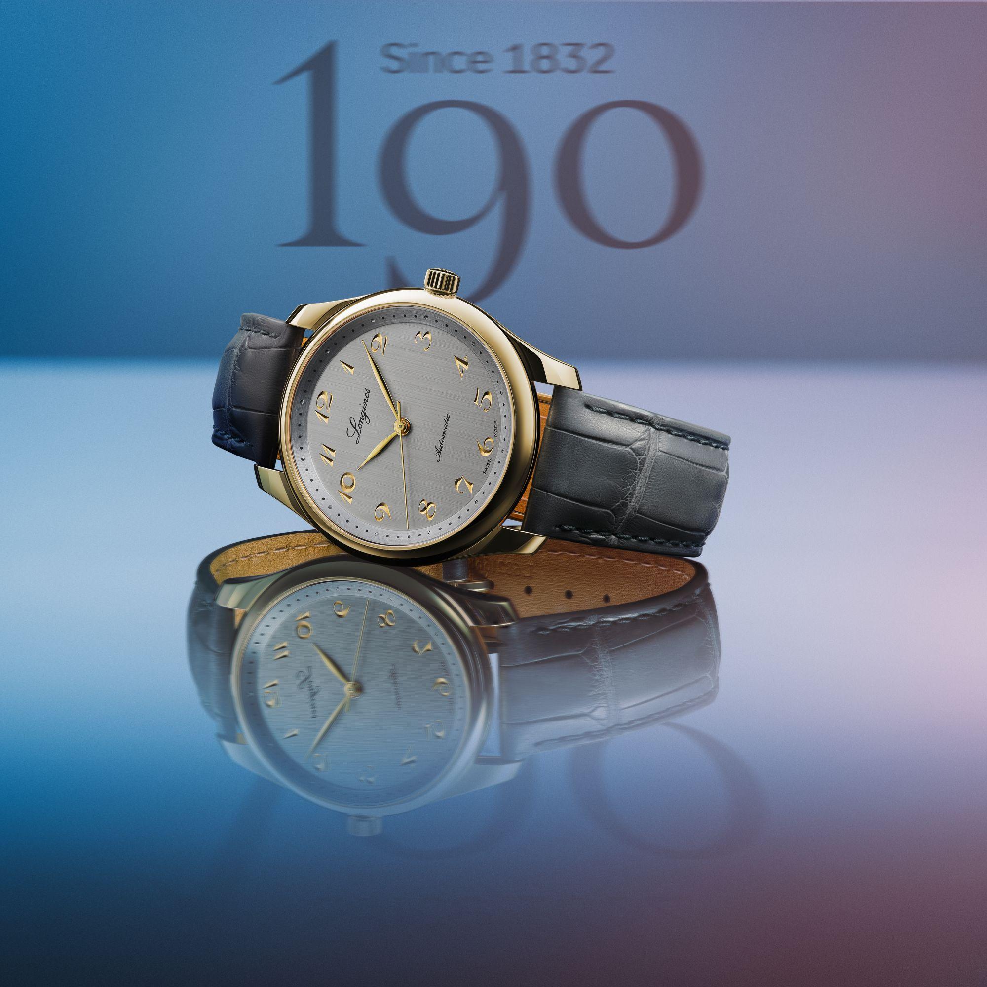 Orologio con cassa oro 18kt e quadrante grigio, cinturino in pelle nera