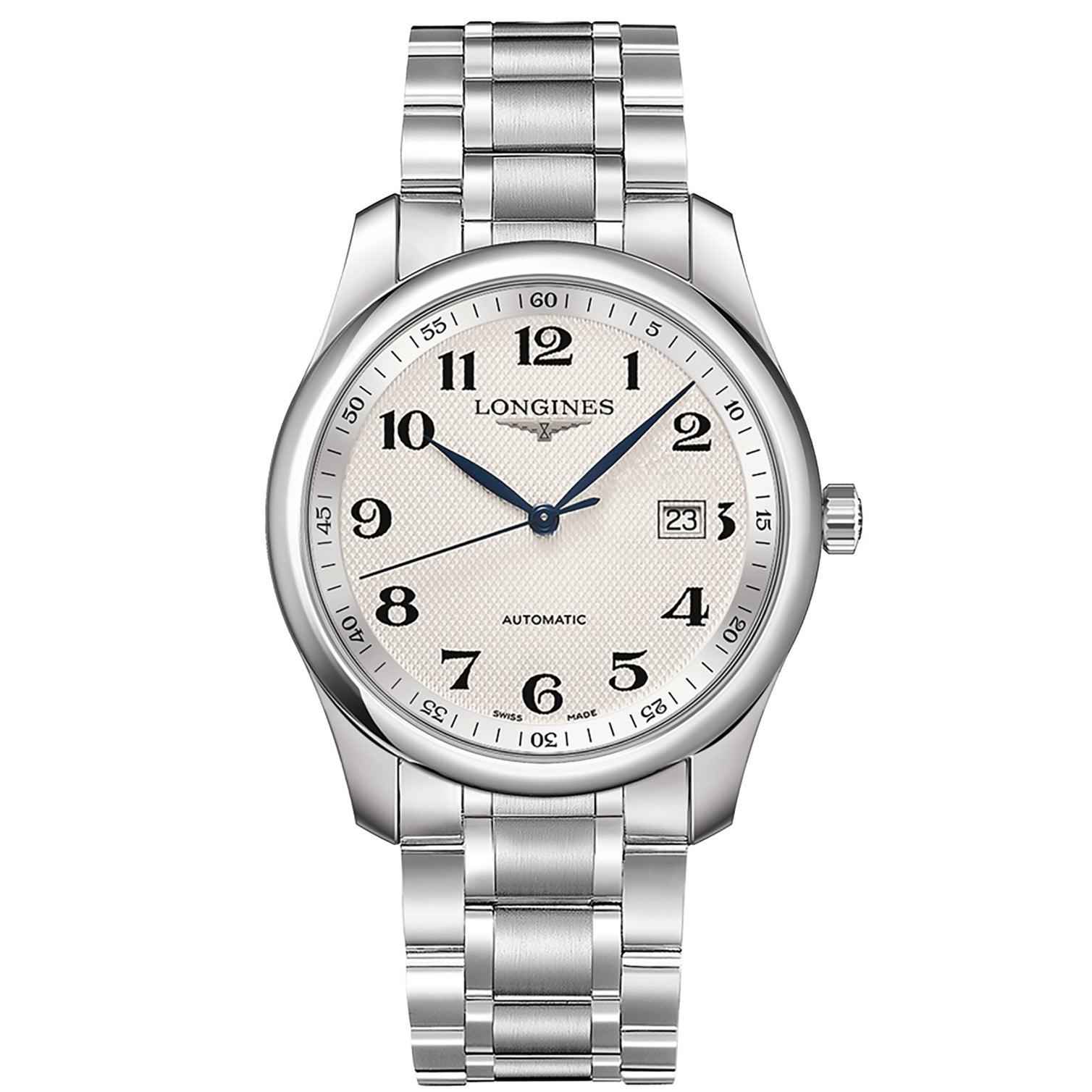 Orologio automatico Longines con quadrante argento e bracciale in acciaio