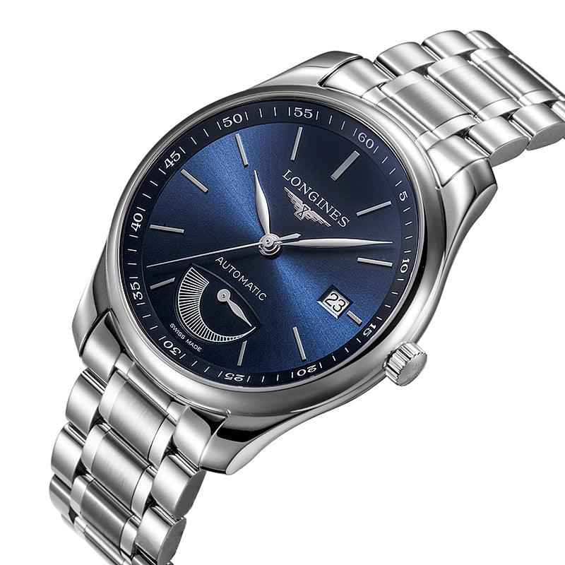 Orologio Longines automatico 40 mm con quadrante blu, datario e bracciale in acciaio