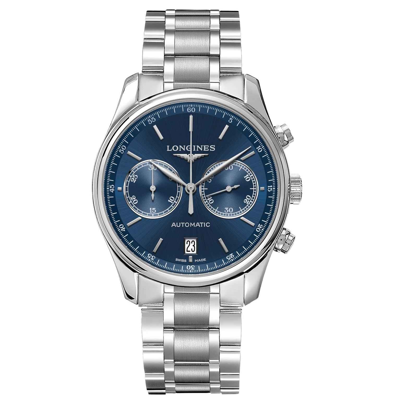 Orologio cronografo Longines Master Collection acciaio, quadrante blu automatico 40 mm