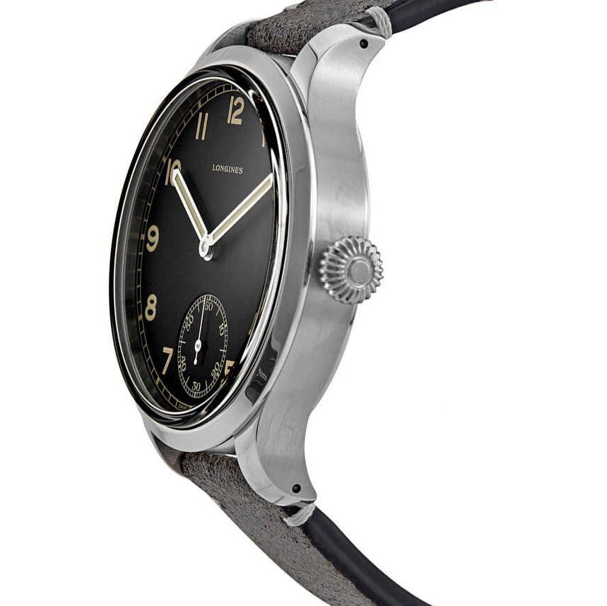 Orologio uomo Longines Heritage Military 43mm acciaio nero, cinturino grigio