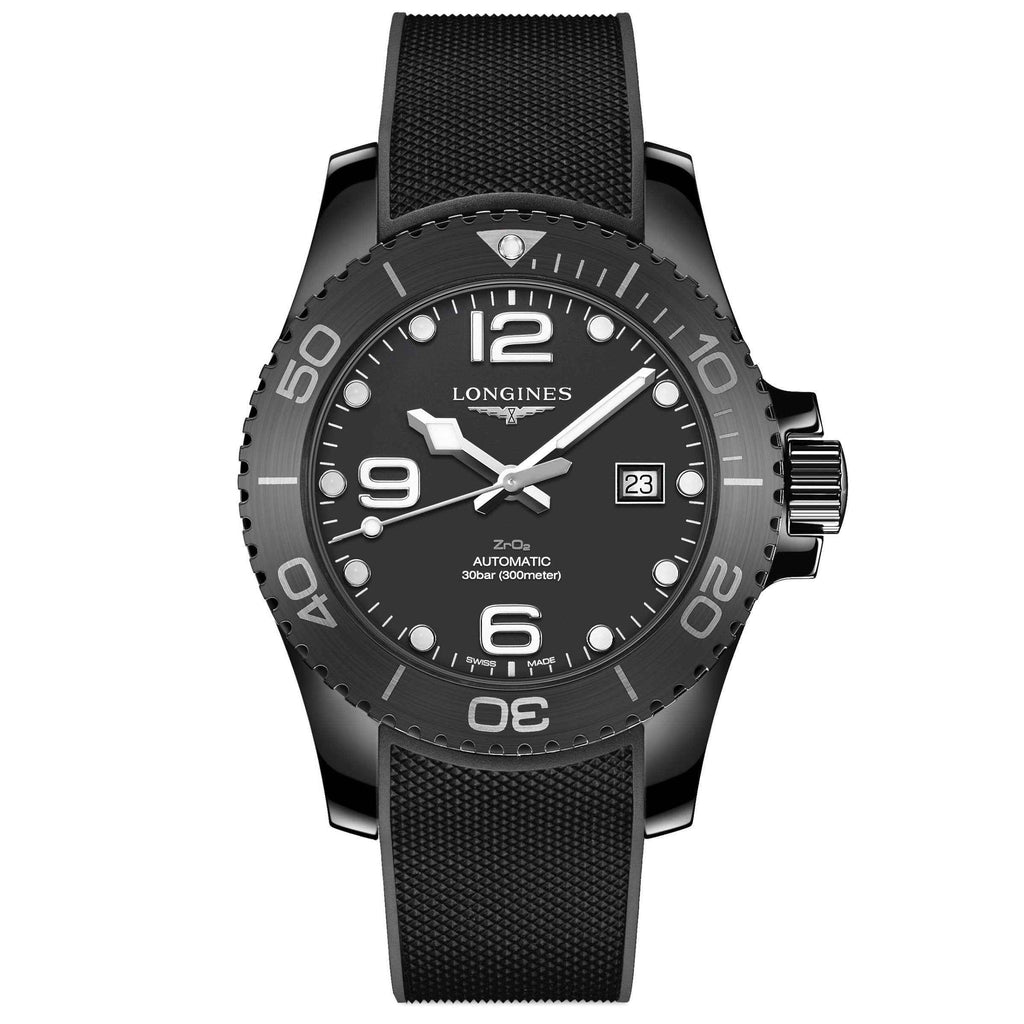 Orologio uomo Longines HydroConquest: quadrante nero e cinturino nero a maglia