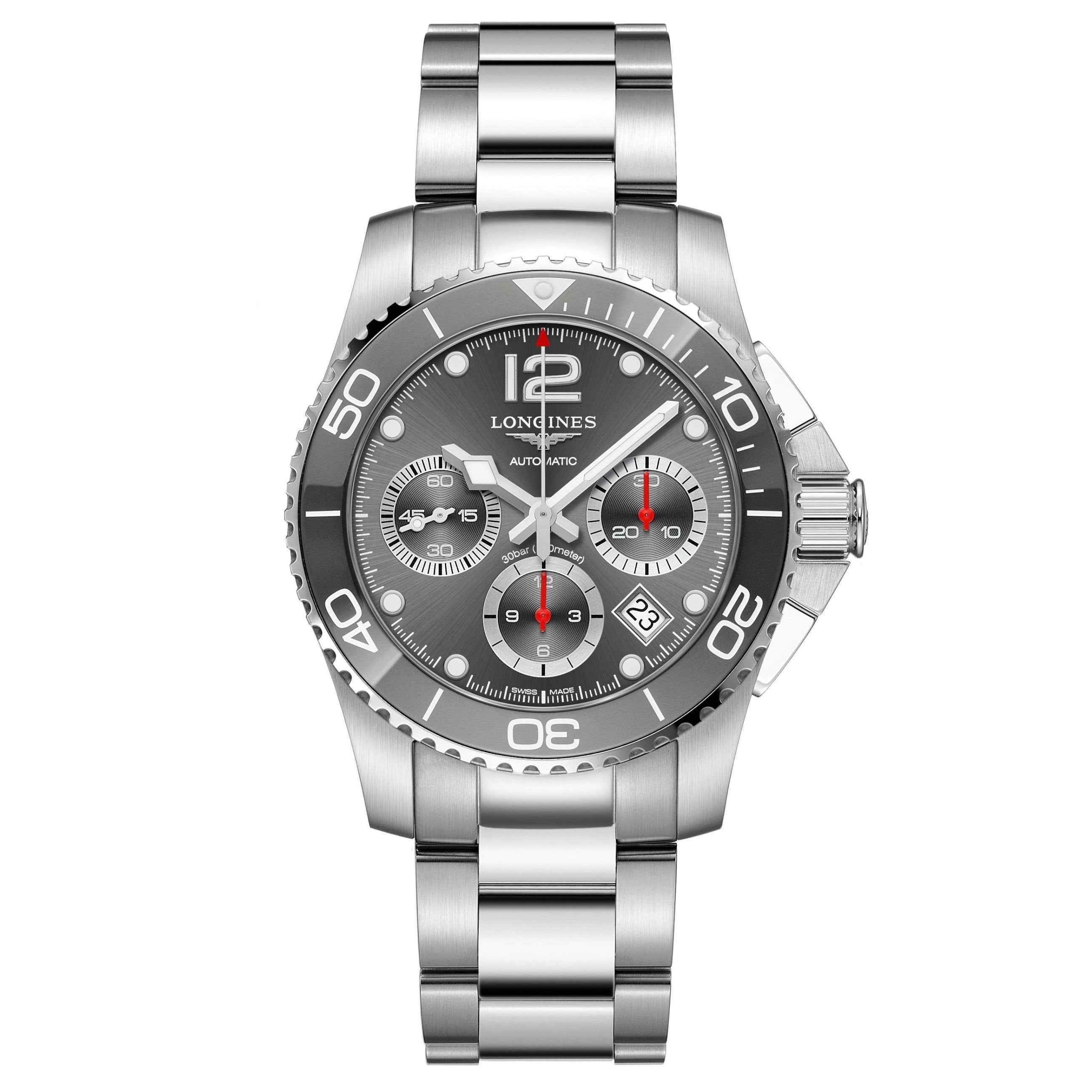 Orologio da uomo Longines HydroConquest cronografo automatico acciaio, quadrante grigio 41 mm