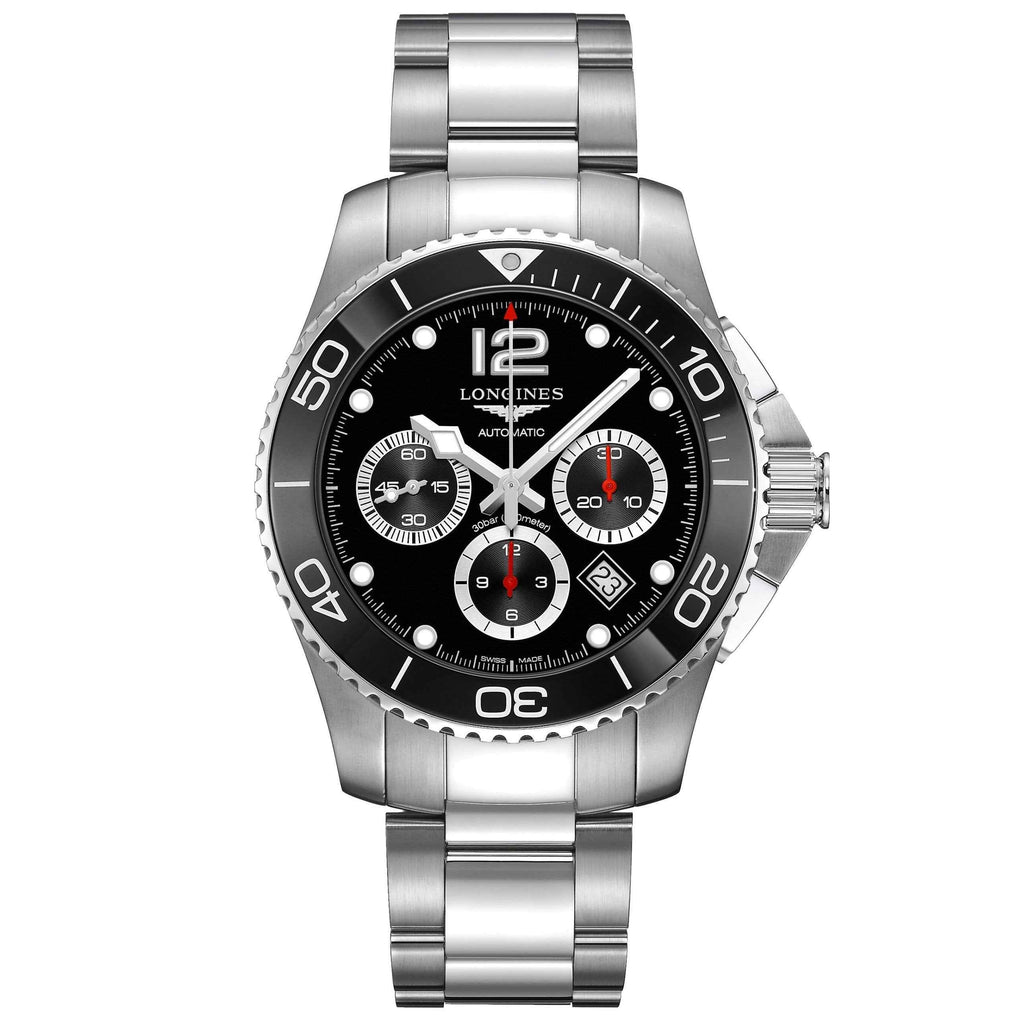 Orologio da uomo Longines HydroConquest con quadrante nero e bracciale in acciaio, 43 mm
