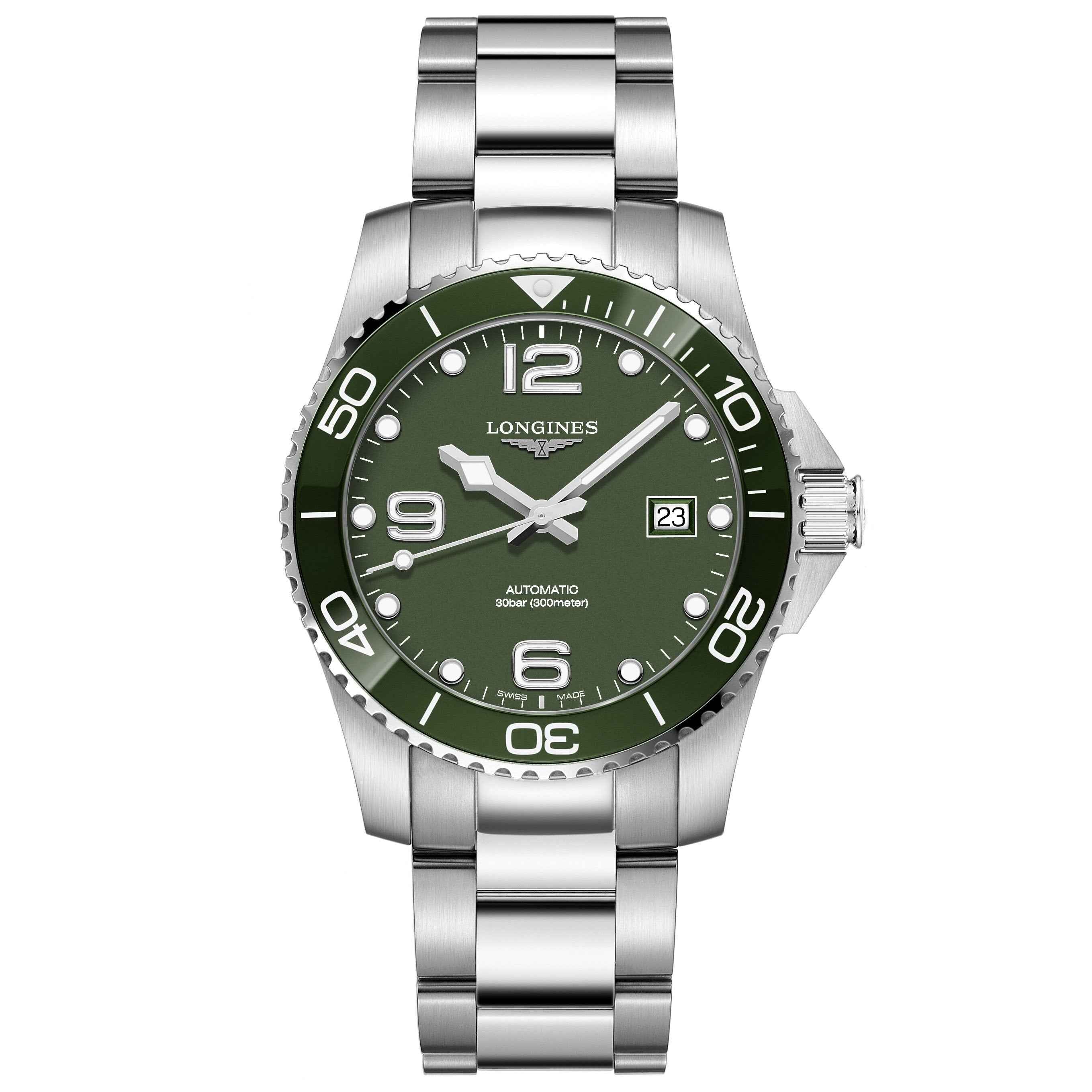 Orologio da uomo Longines HydroConquest verde 41 mm automatico in acciaio