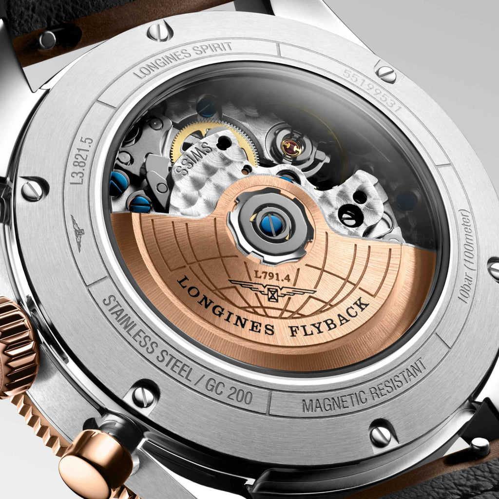 Fondello orologio Longines con movimento automatico, inserto oro rosa e acciaio