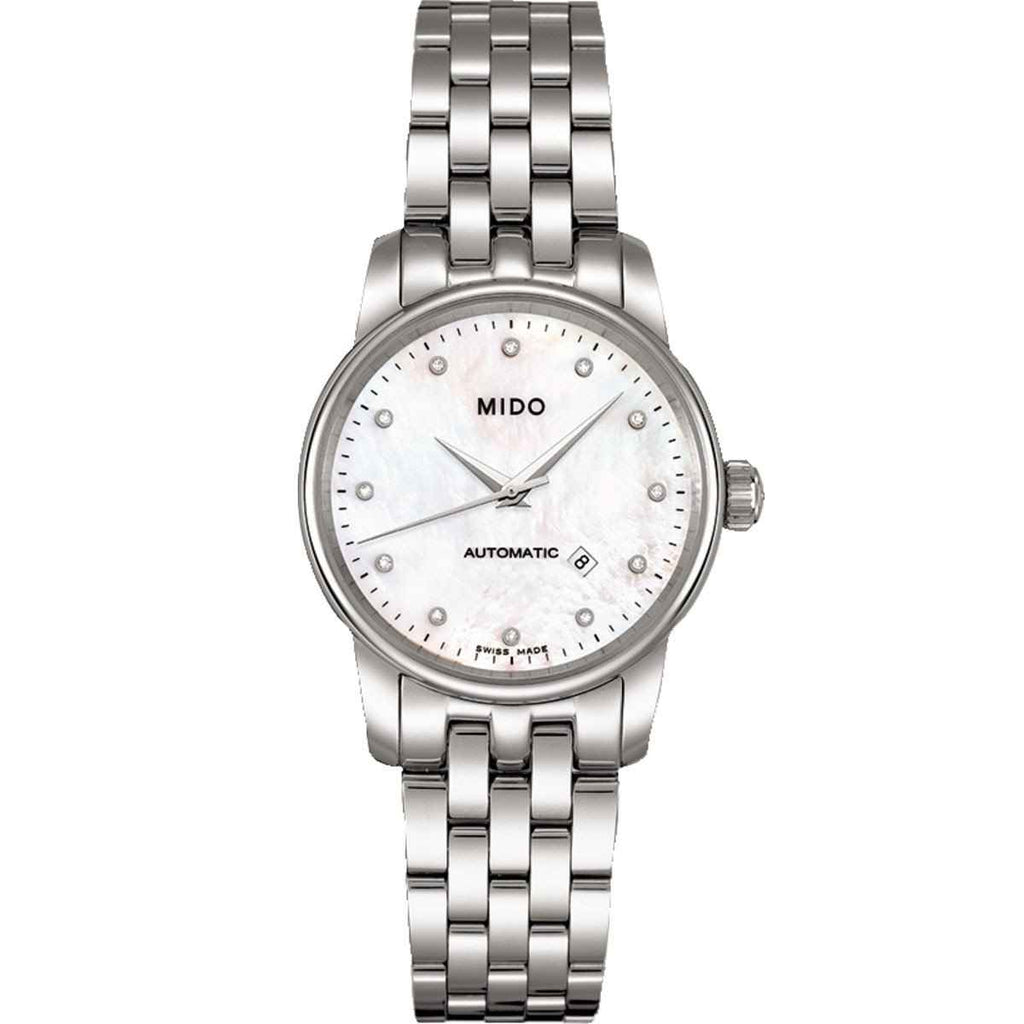 Orologio automatico Mido in acciaio con bracciale e quadrante madreperla bianco