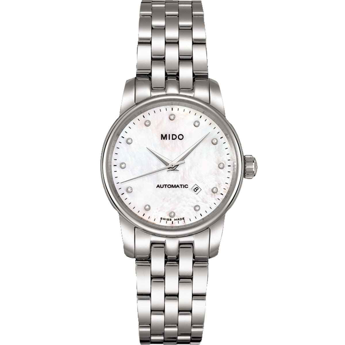 Orologio automatico Mido in acciaio con bracciale e quadrante madreperla bianco