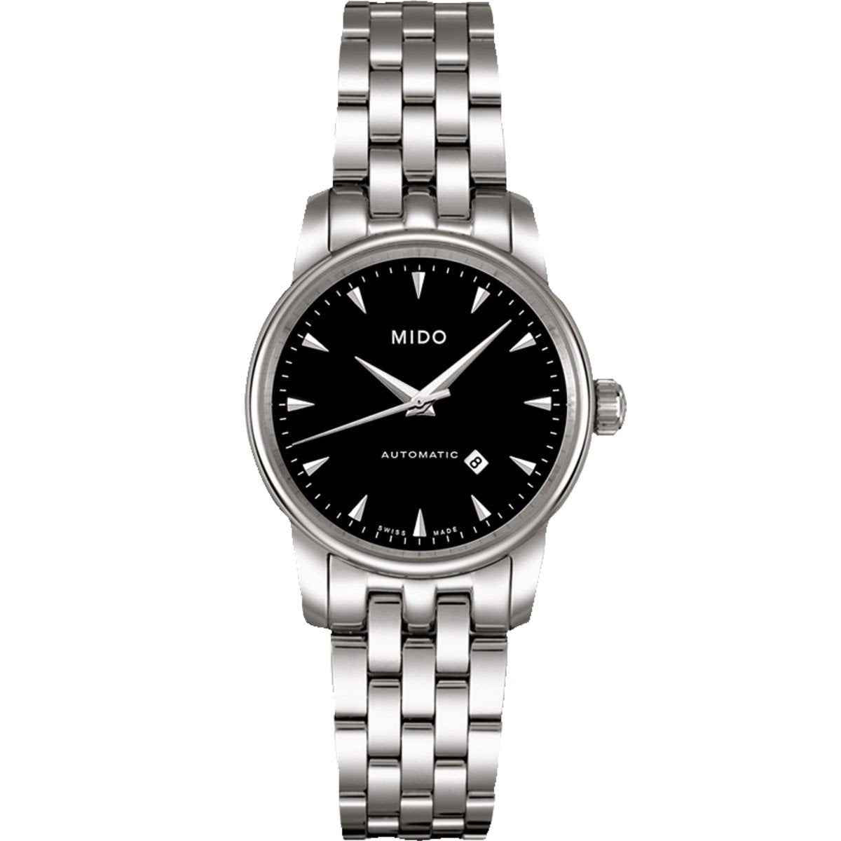 Orologio da polso donna automatico con quadrante nero e bracciale in acciaio, 29 mm
