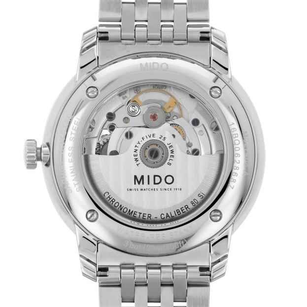 Orologio automatico 40mm con fondello in acciaio e meccanismo visibile con scritte MIDO