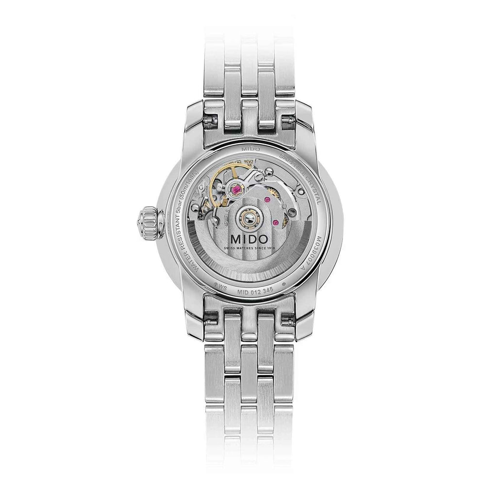 Orologio automatico con fondello trasparente e cinturino in acciaio