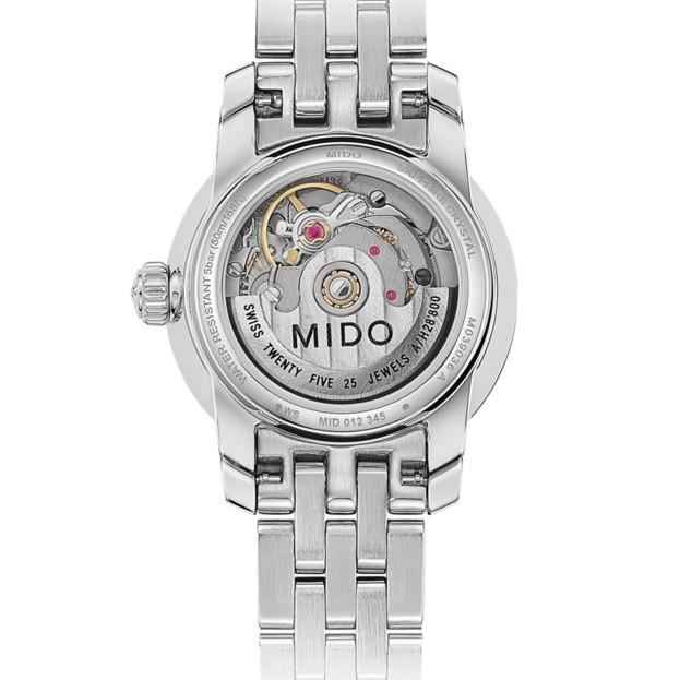 Orologio automatico con fondello trasparente e movimento visibile, bracciale d’acciaio