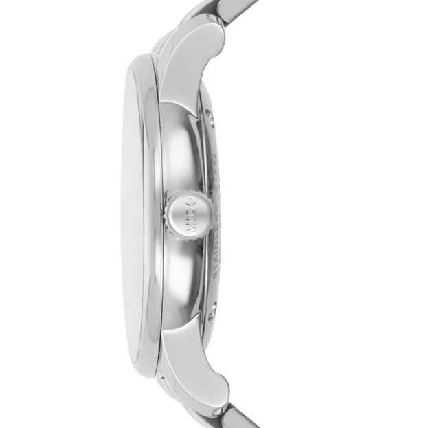 Orologio automatico Baroncelli con cassa e cinturino in acciaio, lato con corona