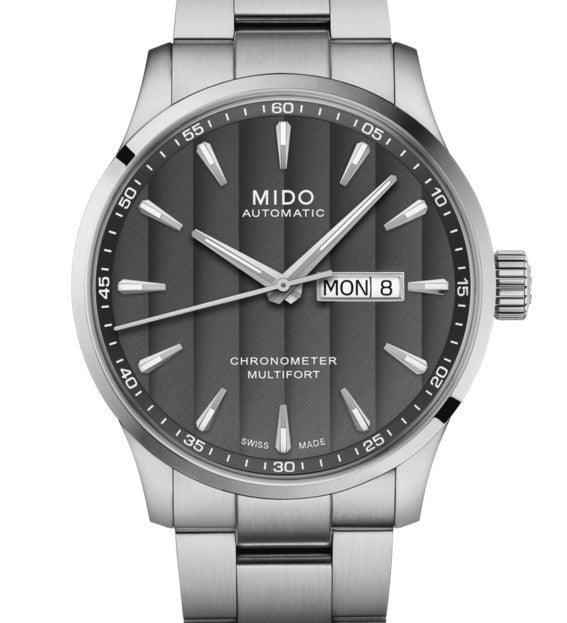 Orologio automatico con quadrante antracite e bracciale in acciaio, MON 8