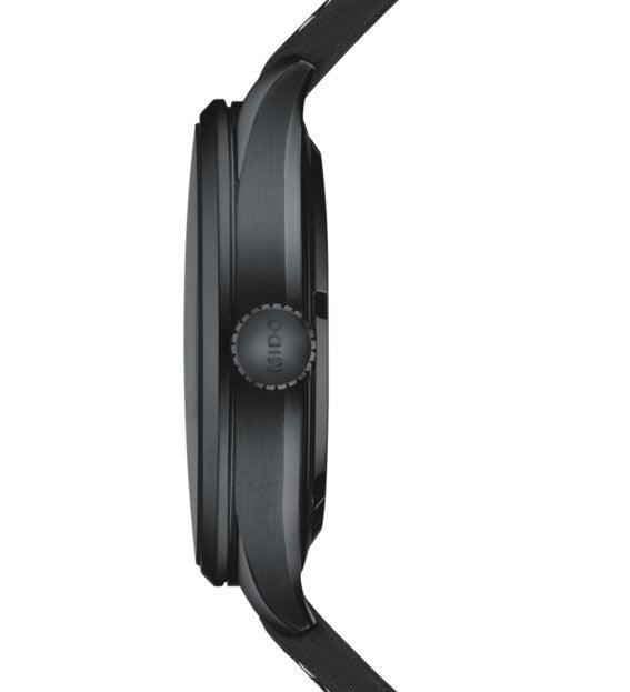Orologio Mido Multifort 42 mm con profilo laterale e corona, cassa PVD nera