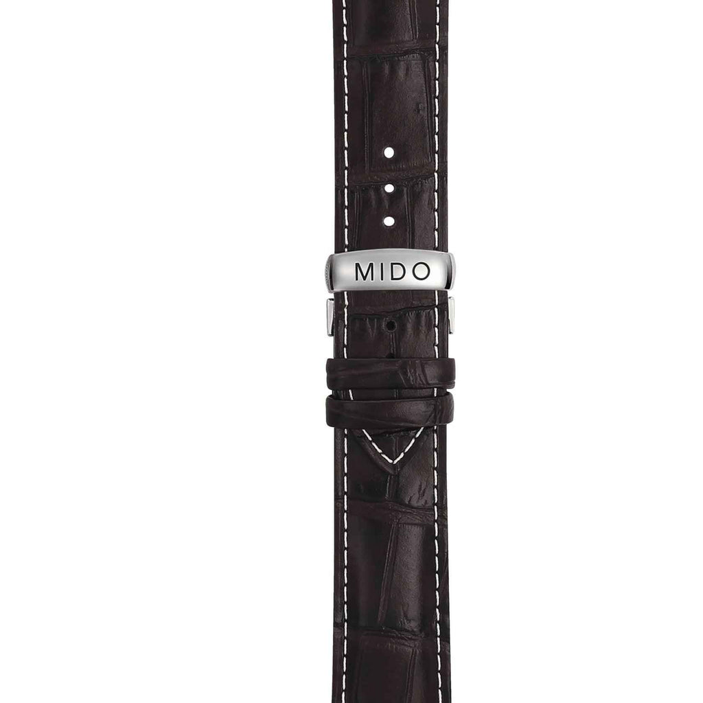 Orologio automatico Mido Multifort 42mm con fibbia e cinturino in pelle marrone