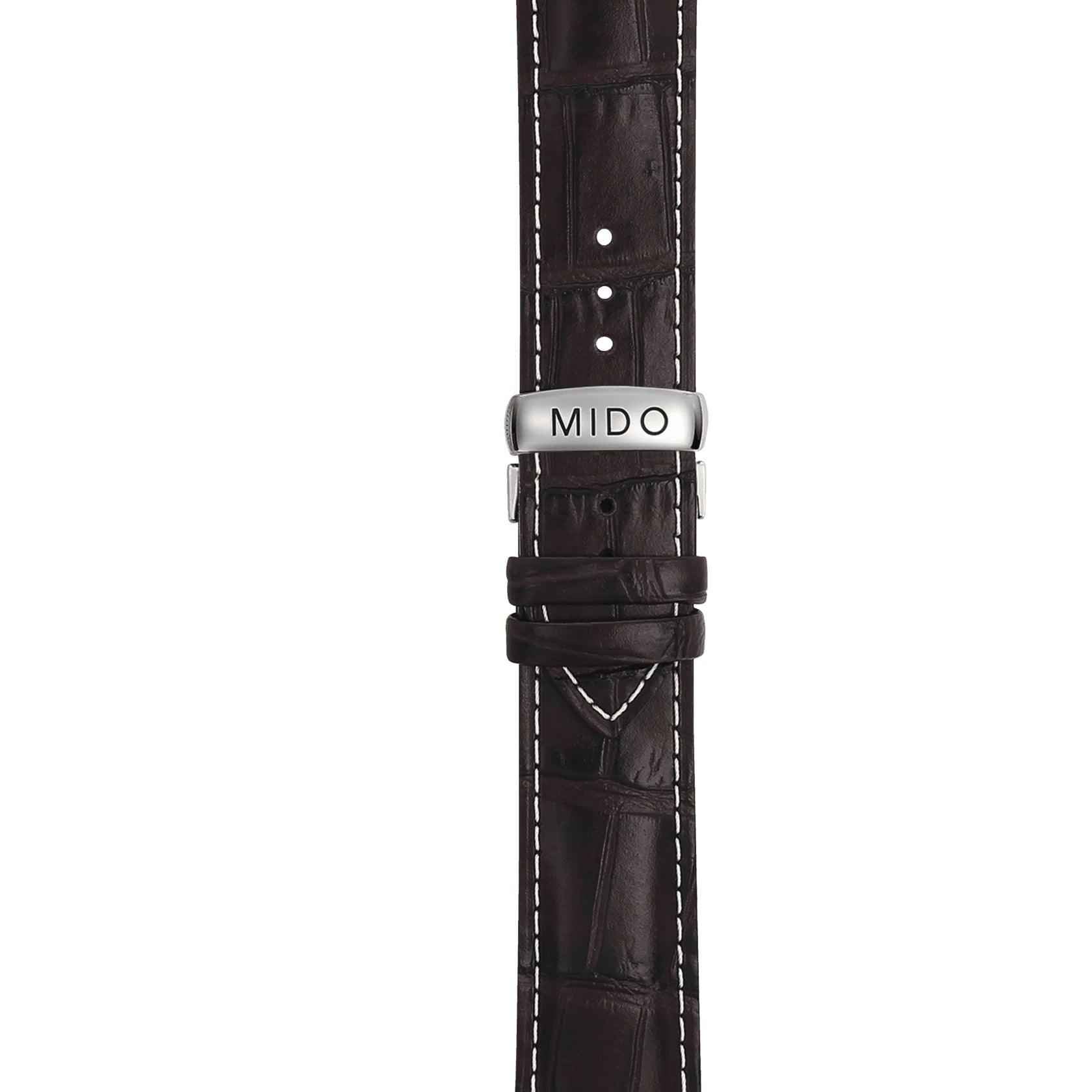 Orologio automatico Mido Multifort 42mm con fibbia e cinturino in pelle marrone