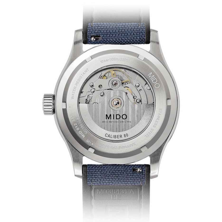 Orologio automatico Mido con fondello a vista, CALIBER 80, cinturino blu